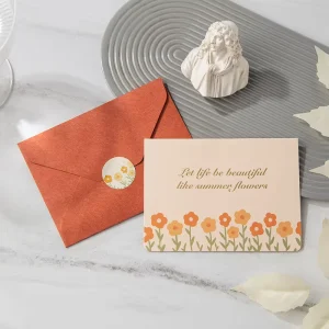 Retro Hot Stamping Greeting Cards Custom Printing Thank You Cards with Envelope Valentine’s Day Birthday Wedding Florist Gifts