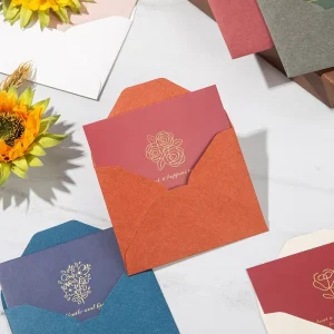 Retro Hot Stamping Greeting Cards with Envelope Custom Logo Thank You Cards Minimalist Design Wedding Business Gifts