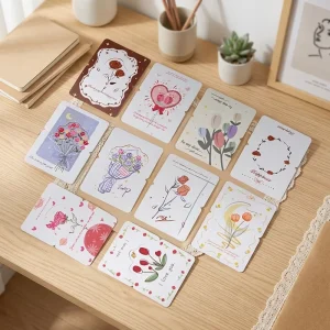Retro Mother’s Day Thanksgiving Valentine’s Day Birthday Greeting Card Rose Tulip Flower Shop Message Card