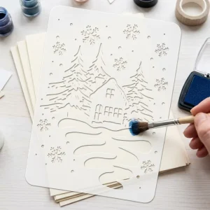 Reusable Christmas Plastic Stencils 6 8 Inch Winter Template Stencil for DIY Holiday Decoration Crafts Painting