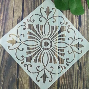 Reusable Eco Friendly Durable PET Plastic Ornate Floral Tile Stencil Vintage Scroll Pattern Template Floor Wall Home Decor