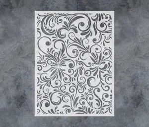 Reusable Eco Friendly Durable Washable 10mil Thick PET Plastic Damask Floral Stencil Vintage Swirl Pattern Template Wall Wood