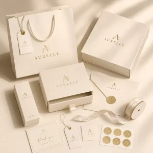 Rigid Paper Custom Gift Packaging Set with Debossed Finish and Satin Ribbon for Brand Gifting