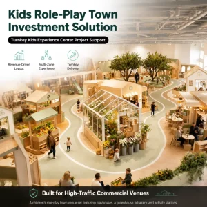 Role Play City Shop Houses Road Paths Indoor Pretend Play Center Mini Track Custom Design Turnkey Project OEM ODM