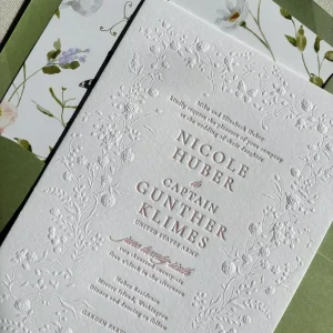 Romantic Cotton Paper Letterpress Invitation Cards Luxury Floral Wedding Invitations Handmade Deckled Edge Vintage Invite