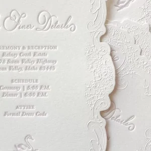 Romantic Custom Wedding Invitation Embossed Craft with Gold Foil