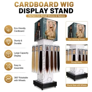 Rotating Display Stand for Hair Extension Hook Display