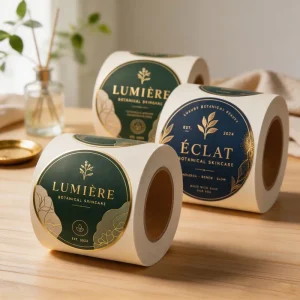 Round Custom Logo Self-Adhesive Waterproof Paper and Vinyl Roll Labels for Product Packaging