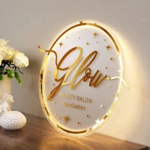 Round Mirror Acrylic 3D Wall-Mounted Storefront Sign for Barbershops, Salons, and Beauty Shops