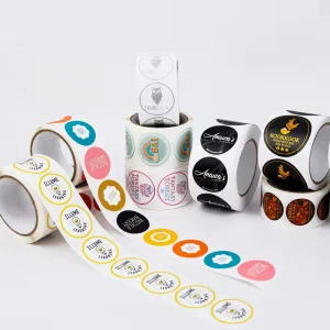 Round Waterproof Packaging Label Roll Custom Logo Printing