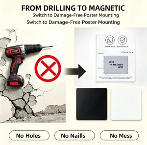 Rubber Magnetic Plates Kit Sticker Aluminum Frame Wall System Sublimation Metal Poster Adhesive Wall Mounting Magnet Sheet