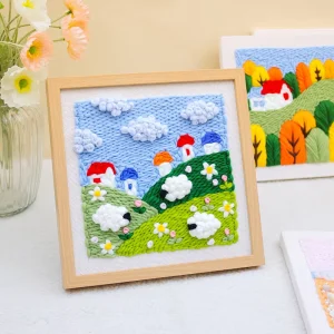 Russian Stamping Embroidery Handmade Sewing & Weaving Toys DIY Wool Decoration for Room Hanging Painting