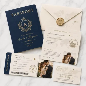 SHINY Luxury Soft Touch Coating Rigid Cardboard Box with Passport Invitation for Ultimate Unboxing Experience Set