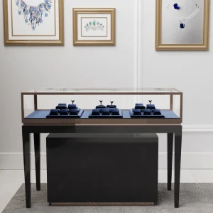 SUNDO New Design Jewelry Boutique Case Lockable Glass LED Lit Elegant Custom Crafted Jewelry Display Cabinet