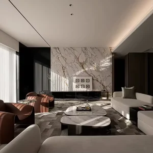 Sanhai Light Luxury Interior Design Floor Plan 3D Max Rendering Draft Layout Apartment Fashionable House Refined Home Solution