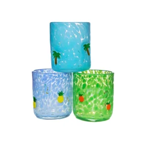Scented Handmade Waterproof Glass Candle Holder, Reusable, Portable, No Lid, Silk Screen