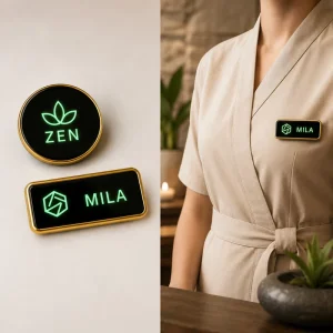 Secure ID Badge Factory Metal Colorful Flashing Lapel Clip Holder LED Name Badge for Staff Conferences Exhibitions