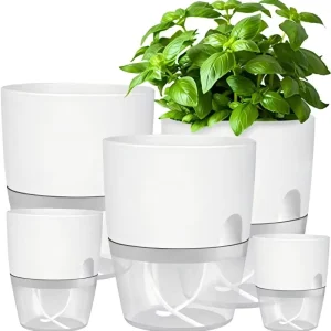Self Watering Flower Pot Plastic Hydroponics Plants Pot Transparent Double Layer Cotton Rope Watering Succulent Potted Planters