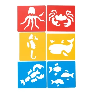 Set of 6 Reusable Sea Life PET Stencils Washable Wall Templates for Crafters & DIY Painting Tropical Wood Wall Design