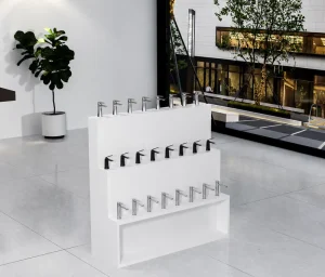 Showroom Display Riser 3 Tier Stepped White Stand Faucet Hardware Product Display Rack Retail Store Showcase