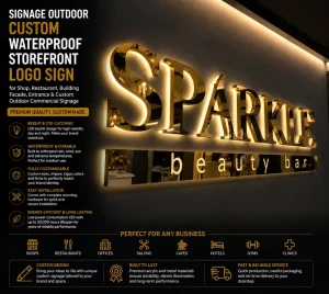 Signage Outdoor Custom Waterproof Storefront Logo Sign Shop Restaurant Building Facade Entrance Custom Outdoor Signage