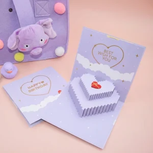 Simple High End Handmade Birthday Greeting Cards Premium Matte Varnish 3D Pop Design Modern Style Art Paper DIY Support Batch