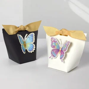 Simple Three dimensional Butterfly Wedding Sugar Box Solid Color Carton