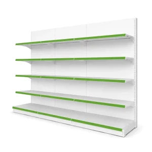 Single Side Supermarket Shelf Display Rack Adjustable 5 Layer Flat Back Gondola Shelving for Convenience Store Grocery Retail