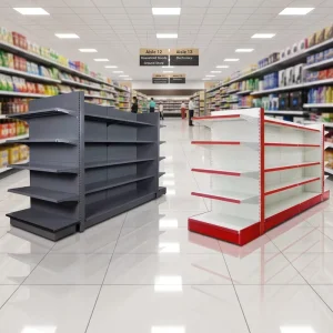 Single-Sided Bread Display Rack with Metallic Shelves for Supermarket, Fruits, and Vegetables