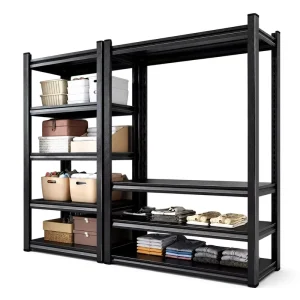 Single-Sided Heavy-Duty Boltless Metal Storage Rack, Adjustable 5-Tier Garage, Closet, and Warehouse Shelf