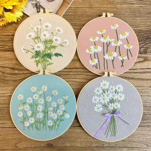 Small Daisy Fresh Hanging Painting Handmade Embroidery Diy Material Package Lu Embroidery Living Room Decorative Painting