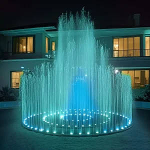 Small Modern Stainless Steel Custom Size Commercial Outdoor Multicolored LED Lighted Musical Dancing Water Fountain