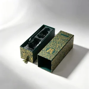 Small Size Slide Out Paper Gift Packing Box for VIP Giveaways Customized logo Black Drawer Paper Boxes with Ribbon