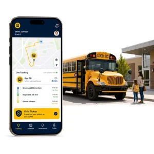 Smart School Transportation School Bus Tracking App Dev for IOS Android With Live Bus Tracking Student Check in
