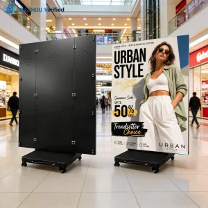 Smart Tri fold LED Poster Display Foldable P2.5 Indoor Advertising Screen with WiFi Control for Showroom Boutique Product Launch
