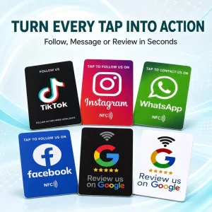 Social Media Card Custom QR Code Tap Business Instagram Facebook TikTok RFID Card NFC Google Review Card