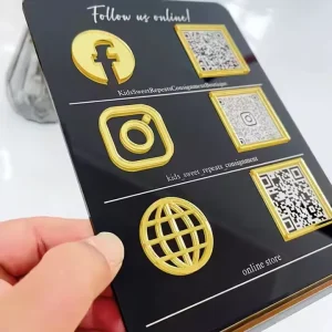 Social Media Sign for Business Offices with Acrylic and Metal, QR Code and Website Display