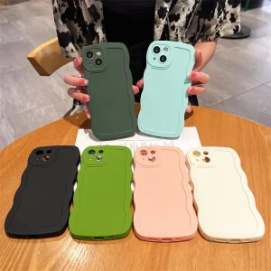 Solid Color Wave Borders Soft TPU Phone Cases for IPhone Huawei Xiaomi VIVO Shockproof Case Cover