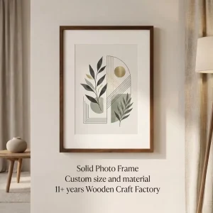 Solid Walnut Wood Creative Photo Frame with Slim L Shape Profile Eco Friendly for Artwork Photography Interior Decoration