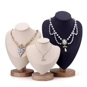 Solid Wood Leather Jewelry Display Stand Portrait Stand Necklace Rack Ornament Shelf Stall Setup Rack
