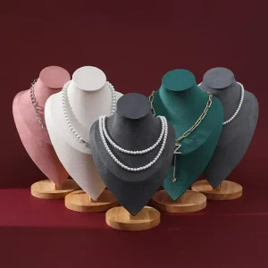 Solid Wood Luxury Necklace Display Stand Mannequin for High End Jewelry Storage Presentation Factory Supply