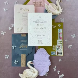 Sophisticated Cotton Paper Wedding Invitation Featuring Letterpress and Gravure Printing Craft for Event Planners