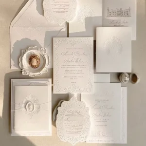 Sophisticated Custom Wedding Invitation with Embossed Surface and Gold Foil, Best Supply for Bridal Organizing Companies