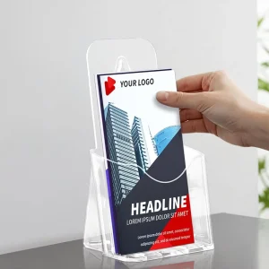 Space Saving Clear Acrylic Brochure Holder Display A6 Size Table Top For Office Trade Show