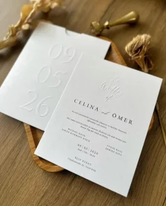 Special Wedding Invitation: Canvas Patterned, Embossed Envelope and Inner Card