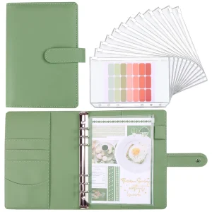 Spot Cross border A6 Binder Zipper Bag Macaron Notebook Leather PU 50 Sheets Gift Cash Budget Hand Book