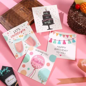 Square Folding Business Birthday Invitation Cardboard Greeting Card Best Wishes Message Gift Paper Greeting Card
