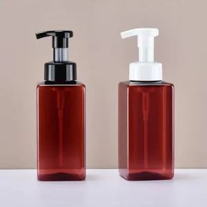 Square PET Customizable Color Shower Gel Hand Wash Shampoo Mousse Foam Bottle 500ml Pump