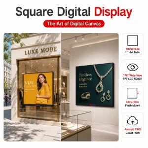 Square Screen Digital Display 1:1 Ratio Android Cloud CMS WiFi Advertising Player for Luxury Retail Boutique