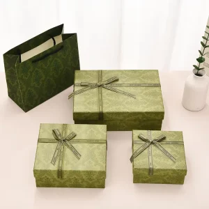 Square shaped custom Christmas gift boxes with luxury bow tie design perfect for jewelry cosmetics and holiday packaging